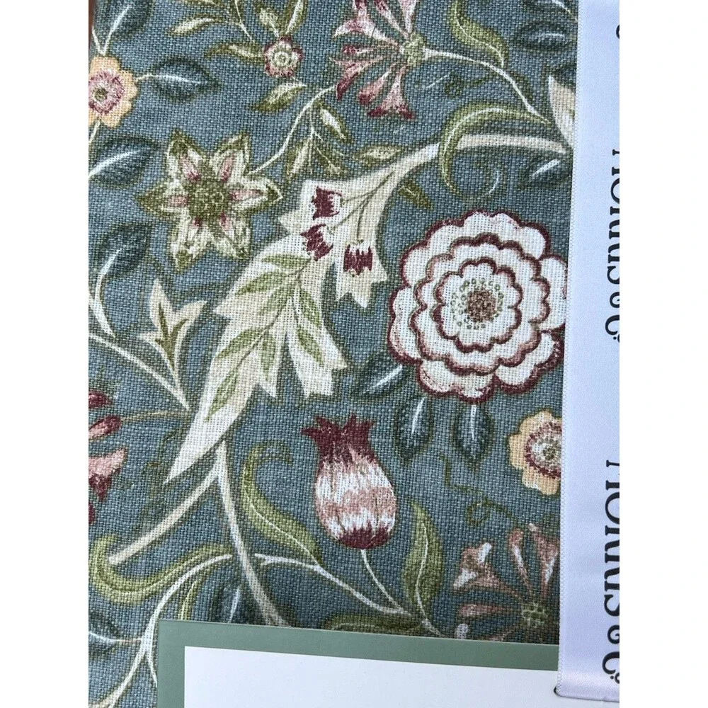 MORRIS & Co Wilhelmina 100% Cotton Tablecloth 70” ROUND Green Floral New